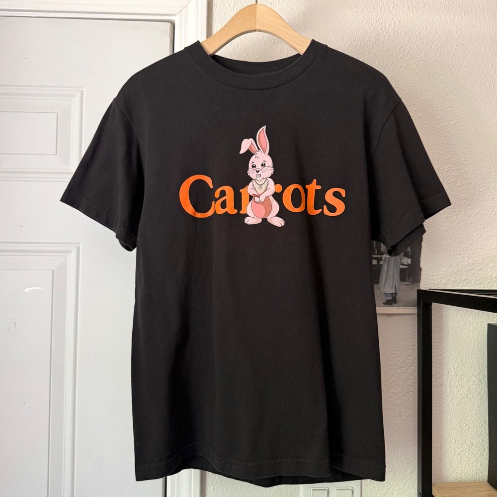 CARROTS BY ANWAR black graphic rabbit bunny logo cotton crew neck tee t-shirt
